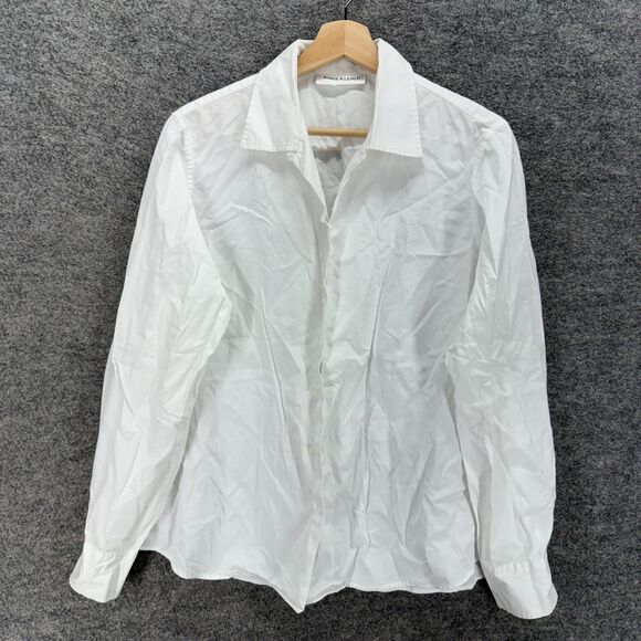 Anne Klein II Shirt Women L Large White Button Up Collared Long Sleeve Casual - Picture 1 of 7